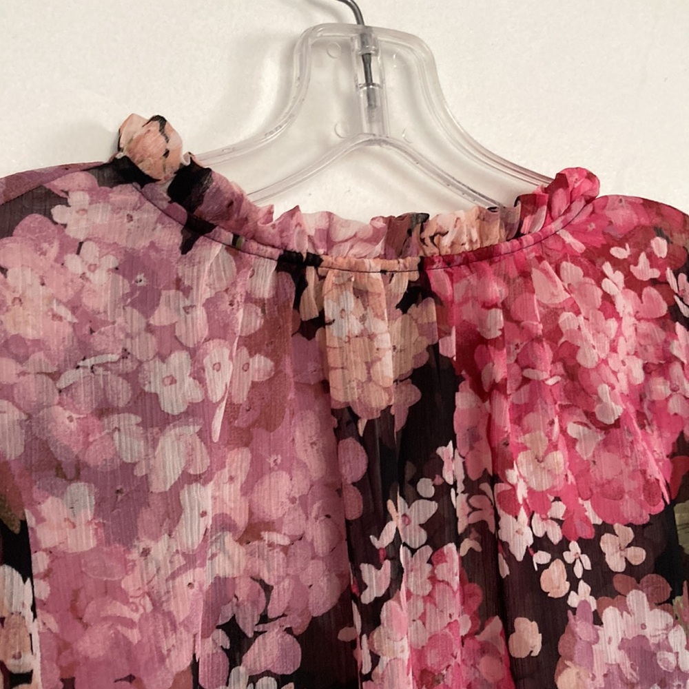 🟧🟧 H&M Women’s Sheer Floral Tie Back Top (size L) - Picture 5 of 9